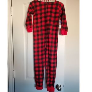 Footless buffalo plaid pj hooded onesie Size 4-5